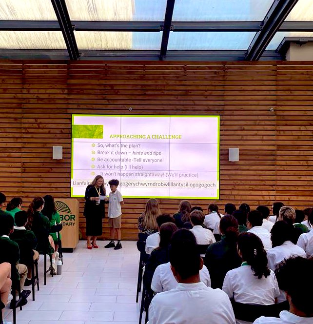LC_DrMitchell's tweet photo. CHALLENGE WEEK. Tackling challenges… from comfort zone to courage zone. 

We kicked off this week with a fun challenge to pronounce the name of the longest town in Wales and set tutor group challenges… I’ll update with results later this week… https://t.co/05ao6cAerz
