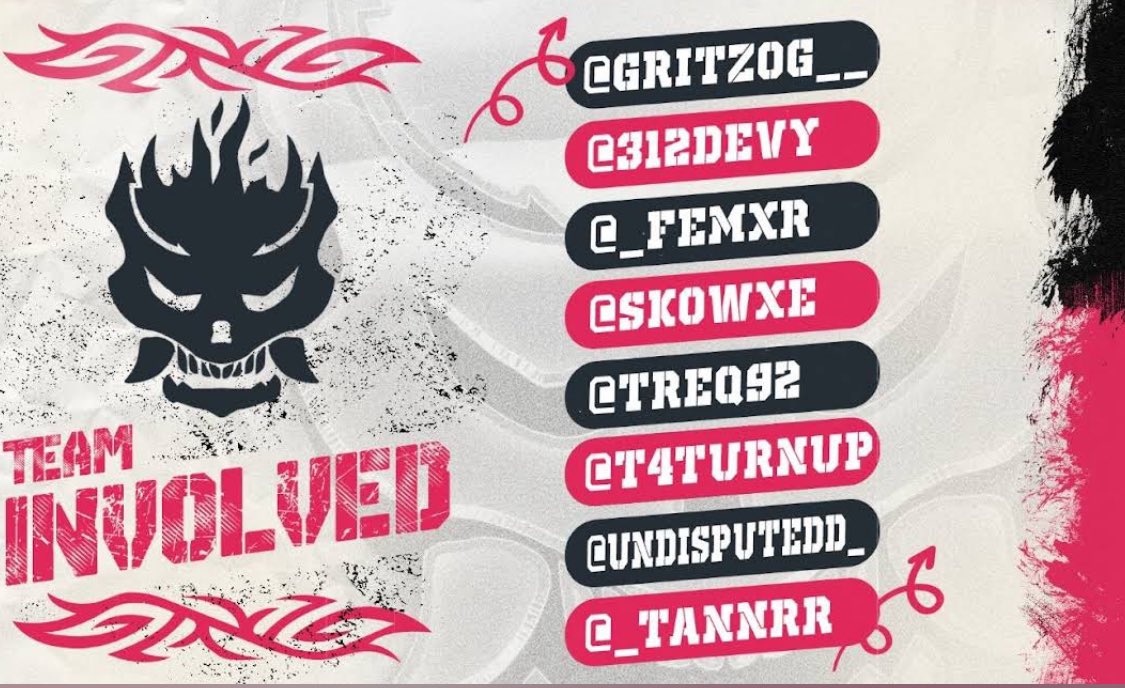 One year ago today I (involved$) released our first roster. These gentlemen believed in me and my vision. Without hesitation they said yes. 

Forever thankful and grateful for these guys 

<a href="/GritzOG__/">Gritz</a> <a href="/312devy/">Devy</a> <a href="/_Femxr/">brandon</a> @SkowXE <a href="/Treq92/">treq</a> <a href="/T4TurnUp/">zTommy</a> <a href="/undisputedd_/">UNDISPUTED</a> <a href="/_tannrr/">Big T</a>