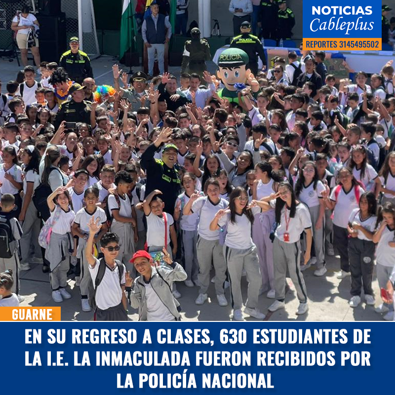 CableplusGuarne's tweet photo. #NoticiasCableplus | En la tarde de este lunes 15 de enero, en la Institución Educativa La Inmaculada Concepción, la Policía Nacional y la Administración Municipal realizaron una campaña de regreso a clases seguro: https://t.co/UGd3BoF8Iz

@Policiantioquia @AlcaldiaGuarne https://t.co/jSYJxc0o8c