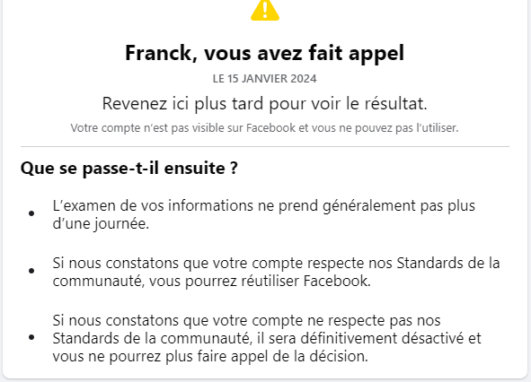 Visioptical's tweet photo. @MetaFrance, pourriez vous m'aider ? mon compte a été désactivé hier sans raison (pas d'action sur mon compte depuis de nombreuses heures). je voudrais le récupérer comment faire ? aucun solution à priori https://t.co/XjR8wLlvkx