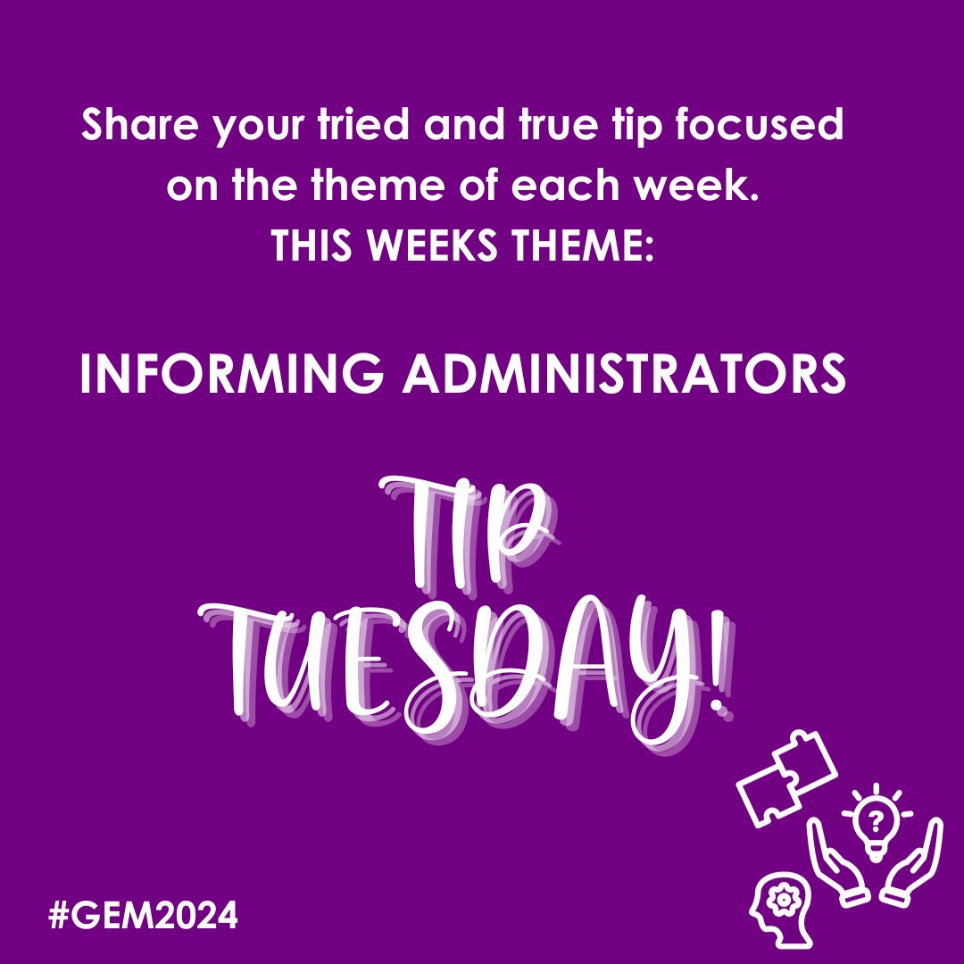alabamagifted's tweet photo. What are some things you do to teach your administrators about the unique needs of gifted children? https://t.co/dEeyfbERJW
#GEM2024 #Algifted #alabamagifted https://t.co/skLRgDVx3T