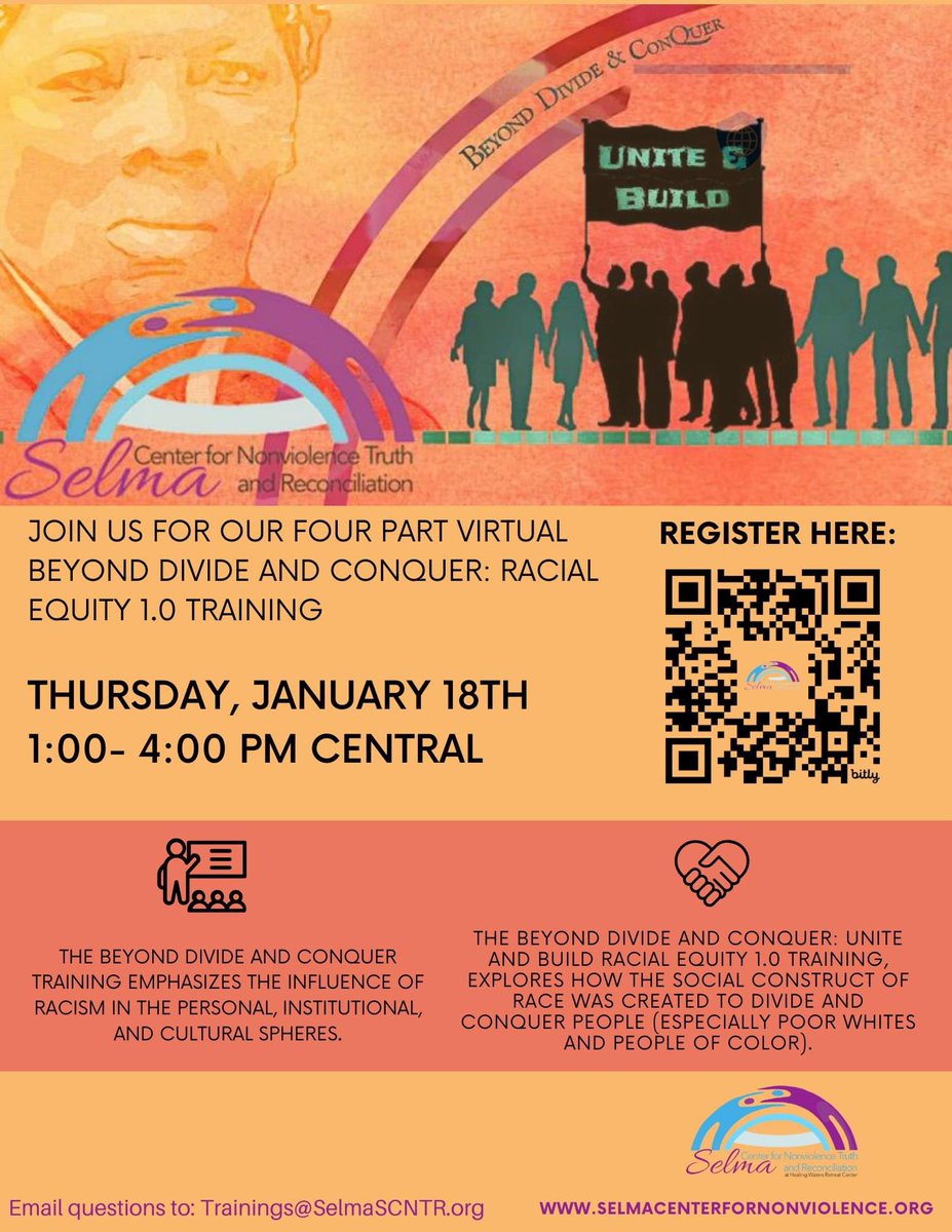 Today is National Day of Racial Healing! In honor of this important day of unity and transformation, we invite you to join our FREE online "Beyond Divide and Conquer: Unite and Build” Racial Equity training this Thursday. 
Register here: bit.ly/RETJAN
#NDORH