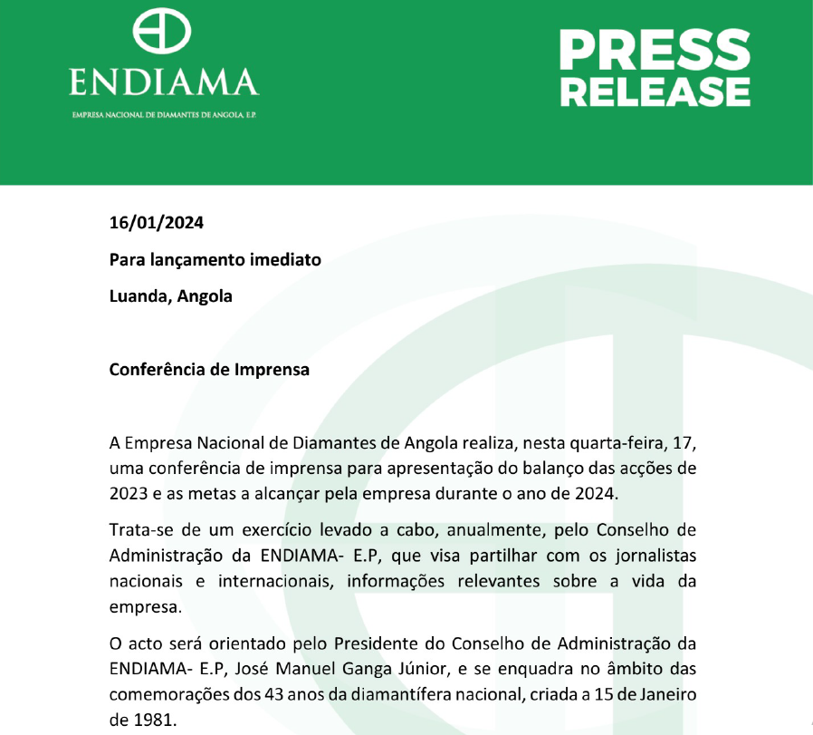 MinasAngola's tweet photo. Visite-nos em https://t.co/mRBF1OrzMs

#minasangola #portalminasangola #minasdeangolaportaldenoticias #Endiama #Apresentacao #Balanco2023 https://t.co/7fXPU1Sdtc