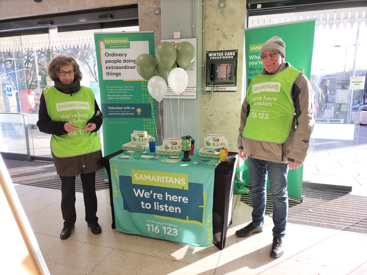<a href="/SW_Help/">SWR Help</a> <a href="/networkrail/">Network Rail</a> <a href="/NetworkRailWssx/">Network Rail Wessex</a> Our <a href="/samaritans/">Samaritans</a> volunteers Jill, Tony, Sarah, Paul and Catherine at Winchester station - we handed out 800+ tea bags! 

Thanks to everyone who came to speak with us, and to our volunteers who gave up their time to remind commuters and travellers that we're here to listen.