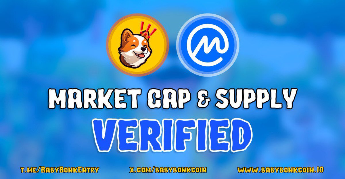 BabyBonkCoin's tweet photo. HUGE!

#BabyBonk Marketcap and Supply got now Verified on @CoinMarketCap !

This helps us now to get listed easier on @TrustWallet and brings more exposure ! https://t.co/MKLIcitjqM