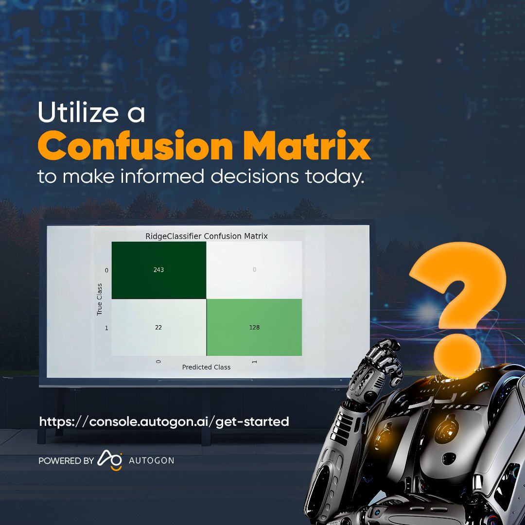 Autogon_Wizard's tweet photo. What is a confusion matrix?
A confusion matrix is a scoreboard for models, showing their correct guesses and mistakes. It helps analyze how well a model predicts different things, making it a useful tool for everyday analysis!
#StudioWizard #Datanalysis #Autogon https://t.co/bf28oNwWAa