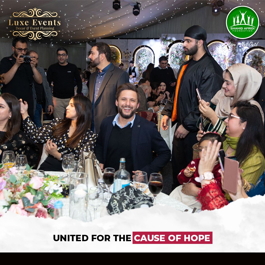 SAFoundationN's tweet photo. Gratitude to our supporters in Reading! 🌟 A heartfelt thank you to our generous donors & sponsors including @Jananoutlet, @Kaspasdesserts, #Alaamgheer, #HajiBaba, @Regalfoods, and #CrystalBrideStudio for making the #SAF Fundraiser in collaboration with #LuxeEvents an incredible success in the UK. Chairman SAF, @SAfridiofficial, and @FahadMustafa26 & #GoharRasheed supported the event, along with the Reading community. Let's continue to forward the momentum for a lasting impact! #HopeNotOut