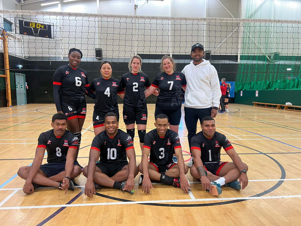 Congratulations to the Army Volleyball Mixed team on their 3-1 win over the RN at the Army home of Volleyball in Aldershot 👏🏾🏐 @ArmySportASCB