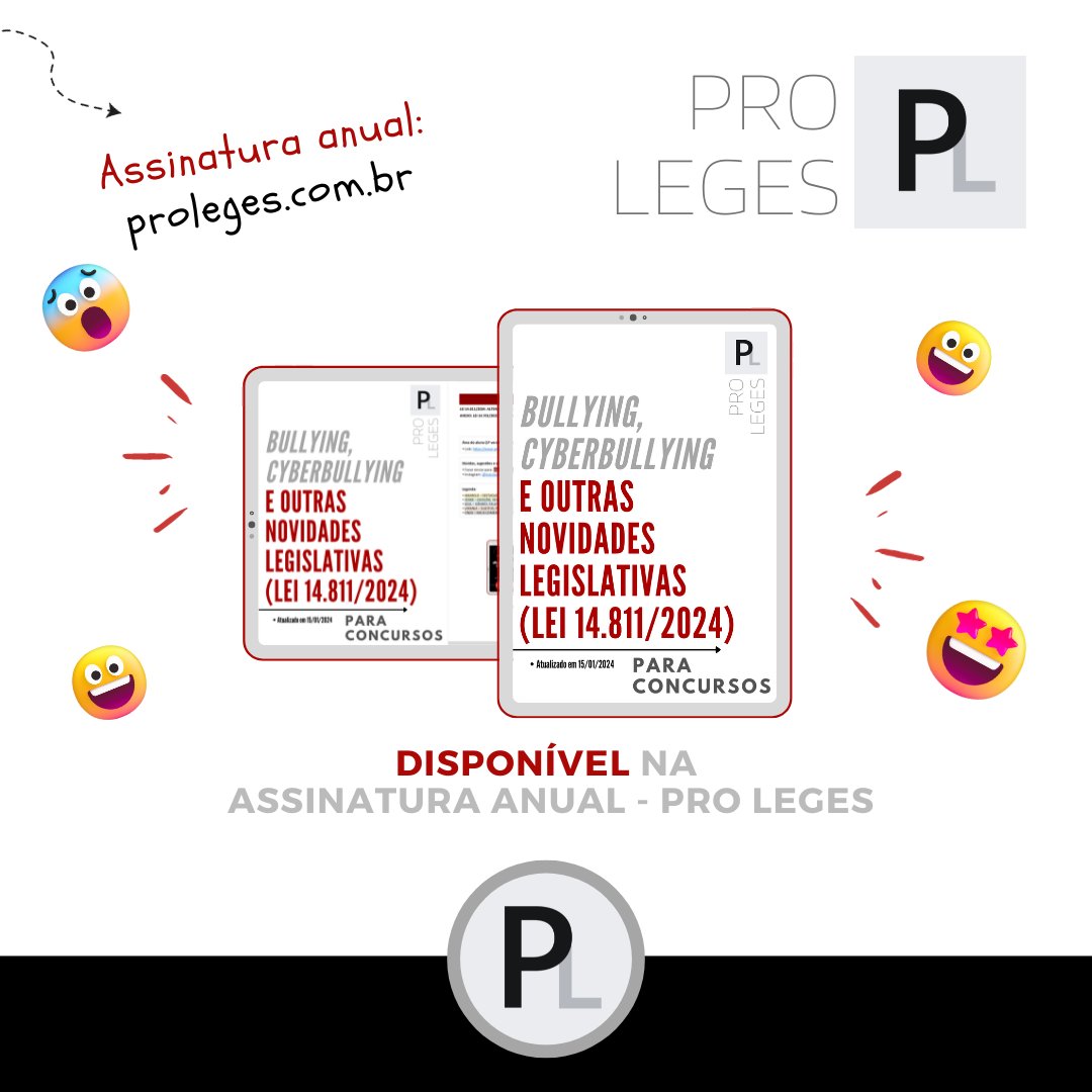 proleges's tweet photo. Lei 14.811/2024 - Bullying, Cyberbullying e outras novidades legislativas 

Materia disponível: https://t.co/oVgRxYFzCZ https://t.co/s83r2BGRzp
