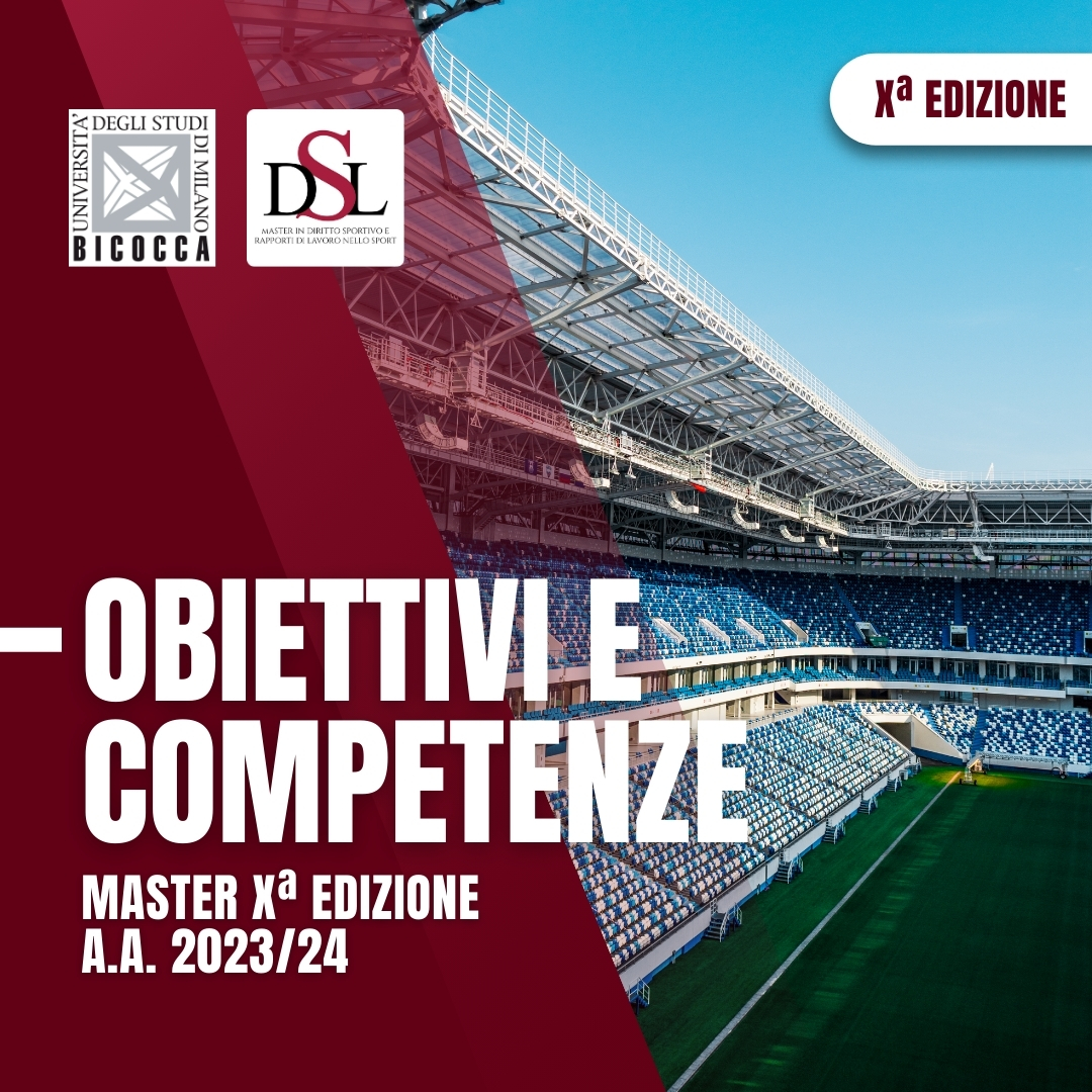 Il Master ha lo scopo di fornire un ampio insieme di competenze per operare in tutti i settori dello sport, in qualità di esperti in Diritto Sportivo e dei Rapporti di lavoro nello sport.

Iscrizioni entro il 22.03.24

Info: linktr.ee/masterdirittos…

<a href="/TizianaVettor/">Tiziana Vettor</a> 
<a href="/unimib/">Università degli Studi di Milano-Bicocca</a>