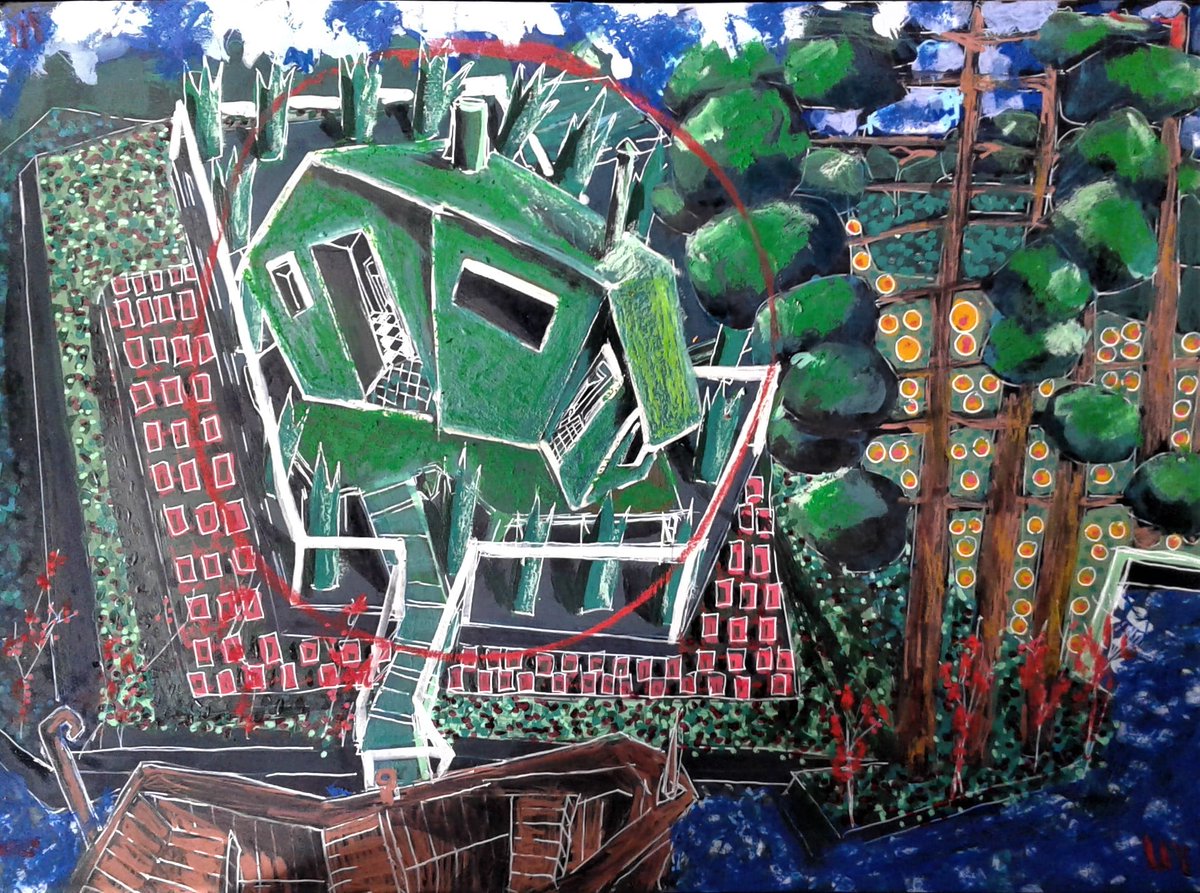 2Perezbecerra's tweet photo. De la serie del rio.
La casa verde en el codo...
Acrílico y tec. mixta sobre Schoeller Black.
#davidhockney937 , #TokyoGendai , #Whitestonegallery , #davidzwirner , #artiljphpic . #kendtridge , #artgallery https://t.co/P1zg4eN1eH