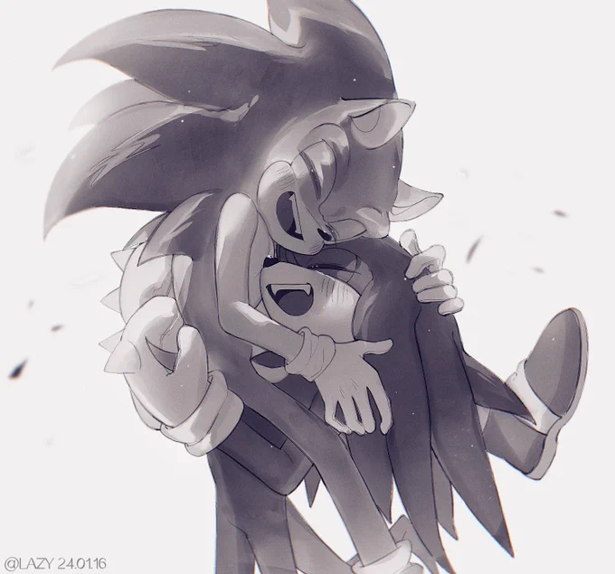 觉得黑白版本也很棒所以加上去了,吔我cp!!!!#sonknux 