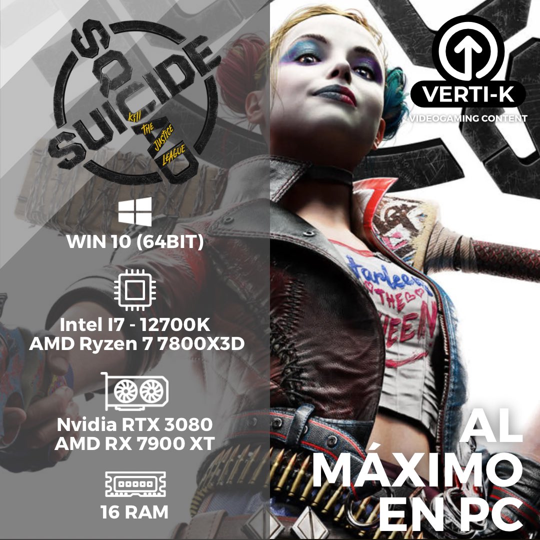 BetaVertiK's tweet photo. #SUICIDESQUAD #KILLTHEJUSTICELEAGUE
Estos son los requisitos para jugar al máximo en #PC
Disponible el 2 de febrero 2024
#Vertik #BetaVertik #Xbox #PlayStation5 #PC https://t.co/cMBJyElQxN