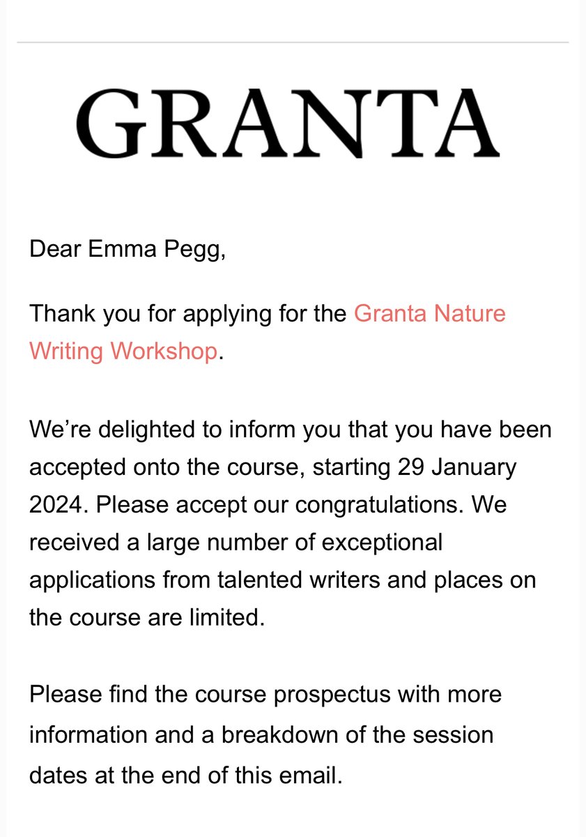 Exciting news… thrilled to have been accepted onto an 8-week nature writing course with @GrantaBooks  🌱

V. much looking forward to spending the colder months immersed in #naturewriting – planting the seeds & exploring the connections between wild spaces & #foodwriting