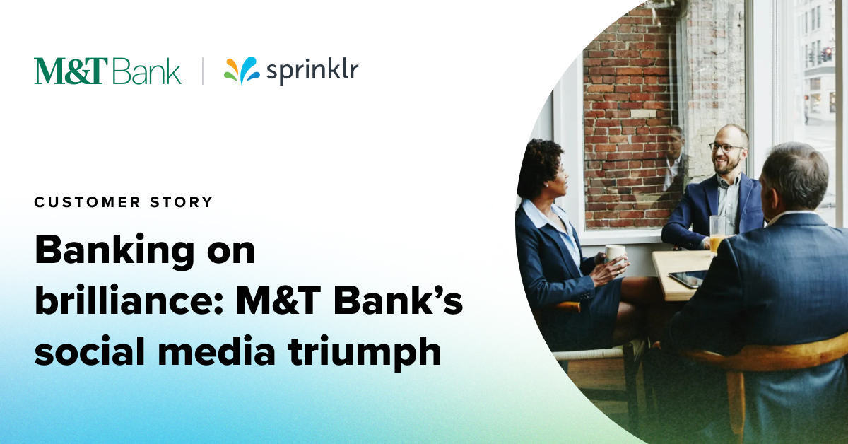 M&T Bank is using @Sprinklr's platform to share stories about its company culture and communities on social media. Check it out here: ms.spr.ly/6016iqjzE #UnifiedCXM