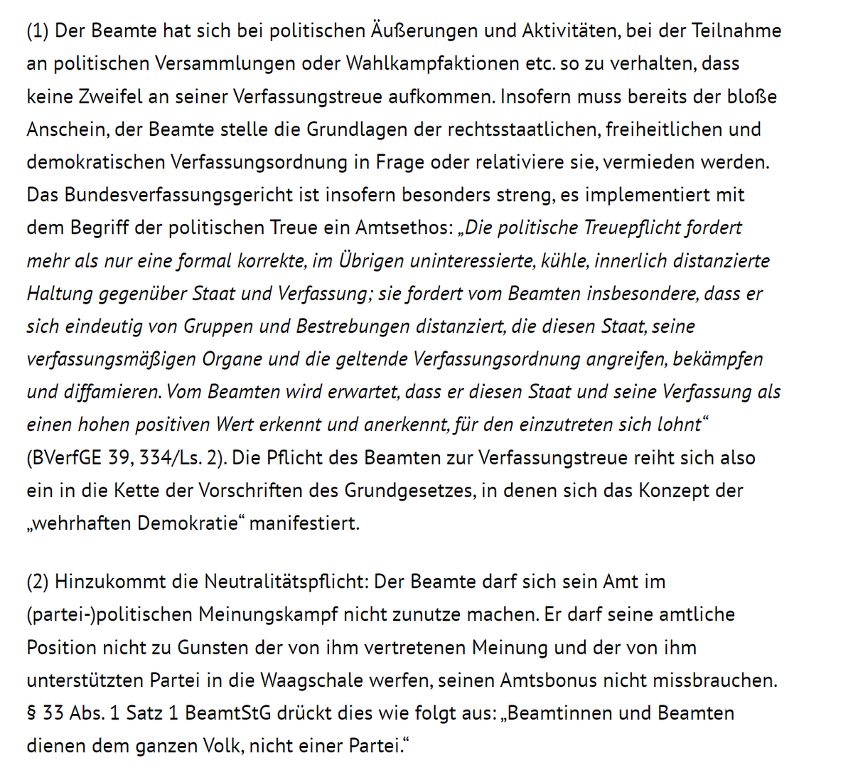 @falkoblumenthal Gut so. 👍(Und ich finde selten Dinge gut, die aus der bayerischen Staatsregierung kommen.)
Gerade was das Beamtenrecht angeht, sind die Hürden sich juristisch gegen extremistische Beamte zur Wehr zu setzen weitaus niedriger, als auf dem Wege eines Parteiverbotsverfahren.