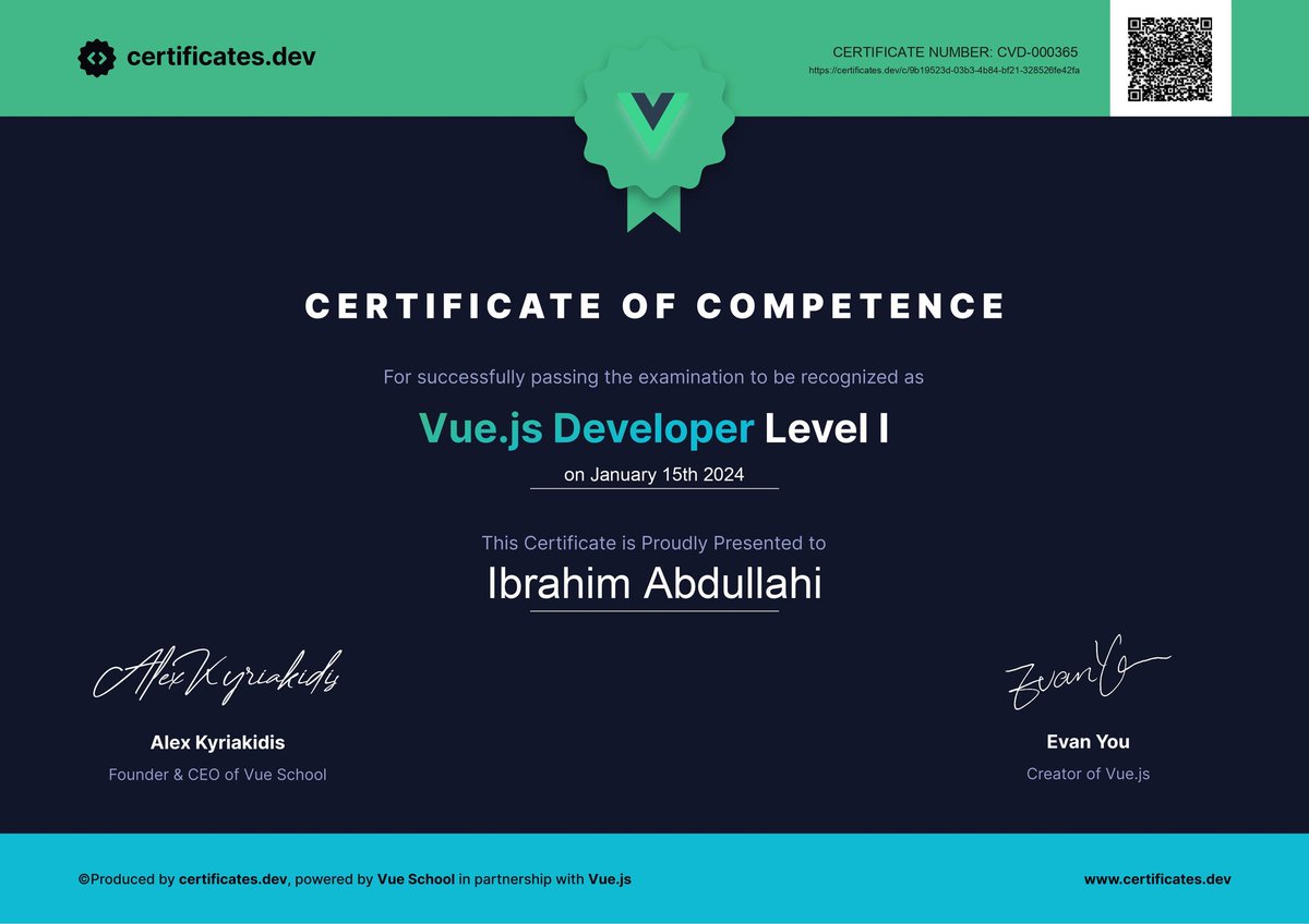 ibrahim_sanata5's tweet photo. I am super excited and proud to share that I just passed my @vuejs developer certificate of competence.

Looking forward to continuous learning and growth.

I am also looking for my next opportunity,  so if you have any opportunity kindly let me know https://t.co/QVA1CmoXzQ