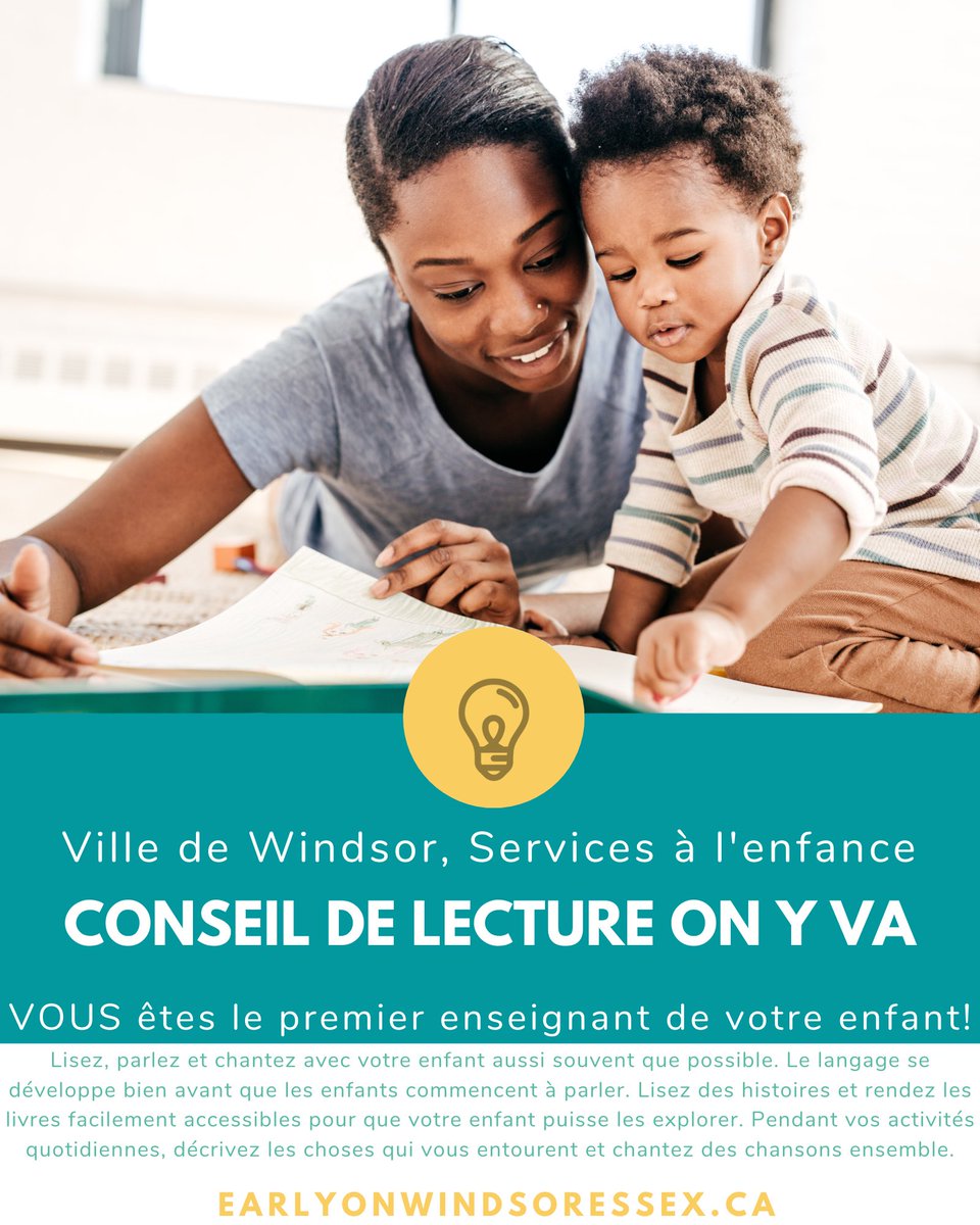 WEEarlyON's tweet photo. EarlyON Reading Tip:  YOU are your child’s first teacher!

Read, talk, and sing with your child as often as possible.  Language develops long before children begin to speak.  Read stories and make books easily accessible so your child can explore them. 

https://t.co/ttB5bJ7iDU https://t.co/sx2uEeZskH