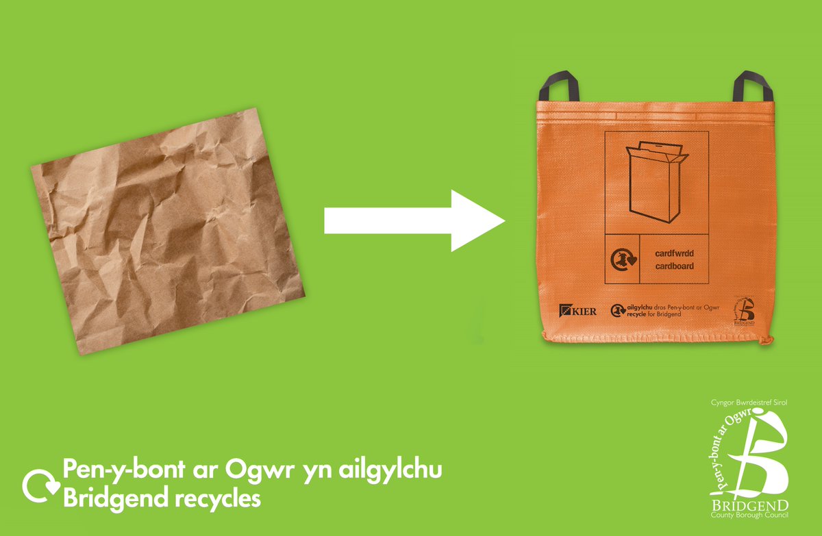 BridgendCBC's tweet image. Please place any brown paper in your orange recycling bag. 

Brown paper cannot be recycled in the same way as white paper due to the fibre quality.

🔗bridgend.gov.uk/residents/recy…