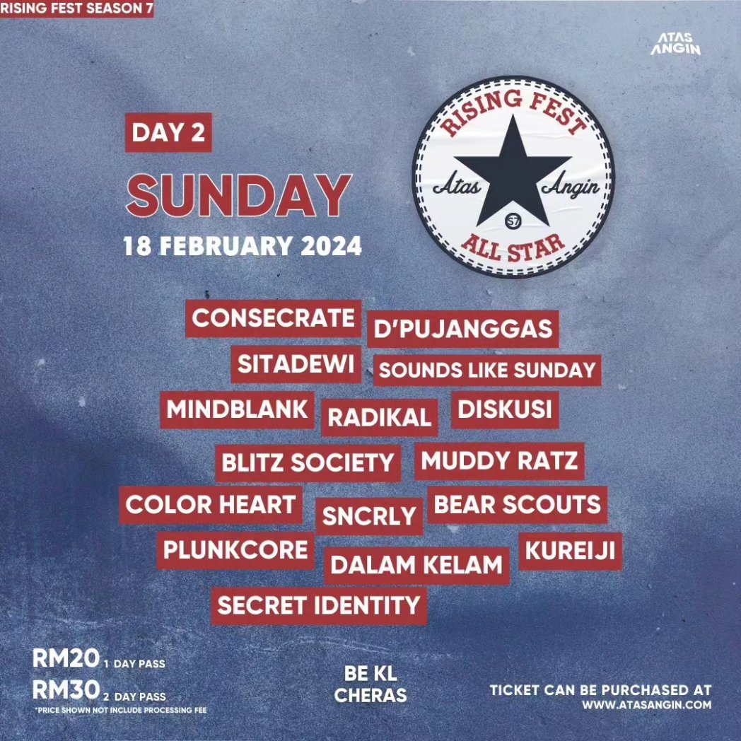 ColorHeartMY's tweet photo. @_atasangin
Rising Fest 7
BE KL Cheras
18th February 2024
Presale: RM20
Door: RM30

Catch us Color Heart performing Sunday night at 7:20pm!
DM us or @megat_yaesree for presale tix.

#Malaysia 
#RisingFest7 #RF7 #RisingFest 
#AtasAnginMY #BEKL #Cheras
#ColorHeart
#Rock #Metal https://t.co/xsOSBLx4kl