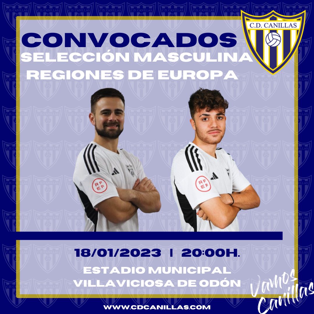 CDCanillas's tweet photo. 🔝 Nuestros jugadores, @Cristianredon4 y @maarcostalavera, han sido convocados con la Selección Masculina de Regiones de Europa

 📅 Jueves, 18 de enero
⏰ 20:00h.
📍 Estadio mpal. Villaviciosa de Odón

👏🏻 ¡Enhorabuena por el reconocimiento!

#LuchamosConOrgullo🤍💙 https://t.co/oVyHJDN1lg