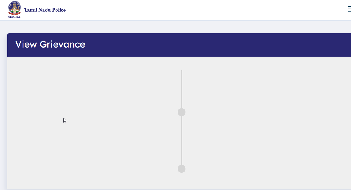 SKadhir (@skadhiriceee) on Twitter photo Hi <a href="/tnpoliceoffl/">Tamil Nadu Police</a>, This is what I'm seeing when tried to view the NRI grievance status.
The page tells me nothing. Please fix it Hi <a href="/tnpoliceoffl/">Tamil Nadu Police</a>, This is what I'm seeing when tried to view the NRI grievance status.
The page tells me nothing. Please fix it