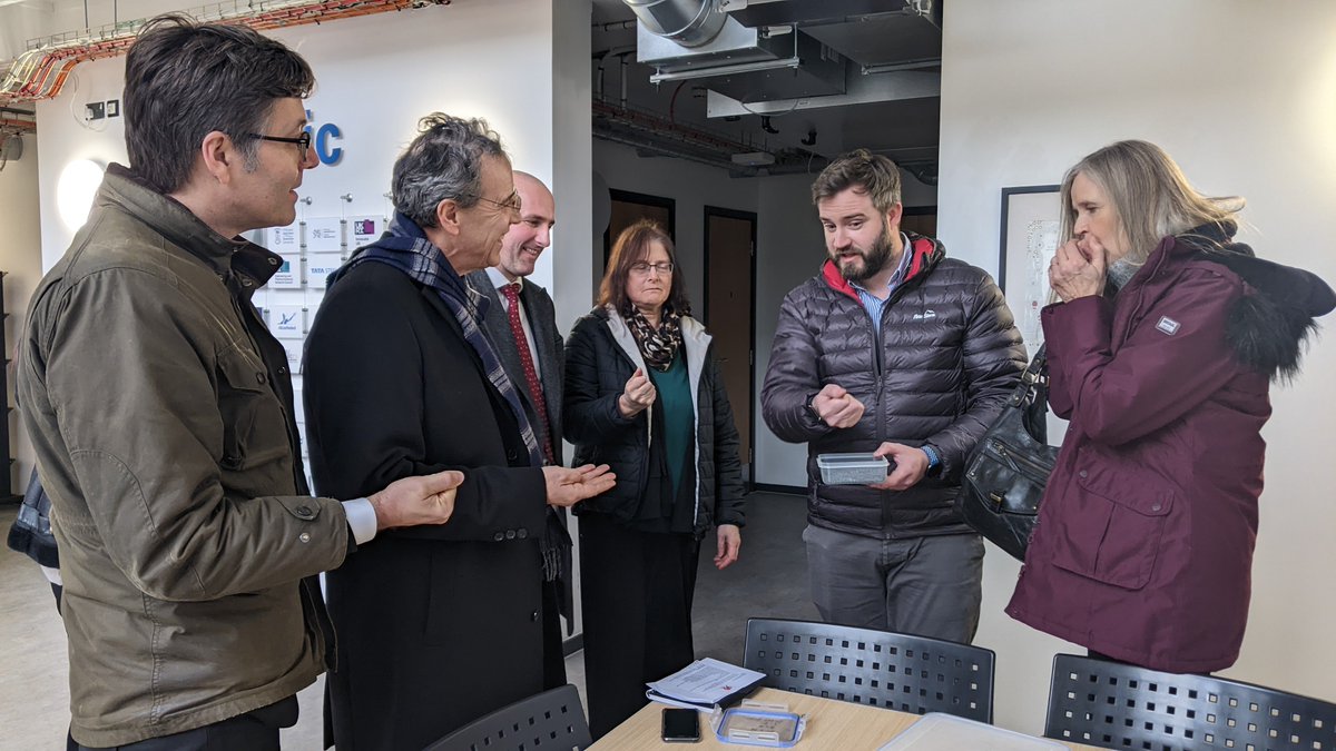 info_specific's tweet photo. Delighted to show @GermanAmbUK around our #ActiveOffice today 🇩🇪 

And of course we had to demonstrate @JonElvins' 'magic' #HeatStorage material that releases heat when humid air passes over it (like your breath) 🌬 https://t.co/JYlBSsZjba