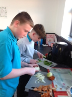 In our cooking session today in Isaac class, students made chicken fajitas. They chopped, cooked and seasoned ingredients to create tasty wraps.