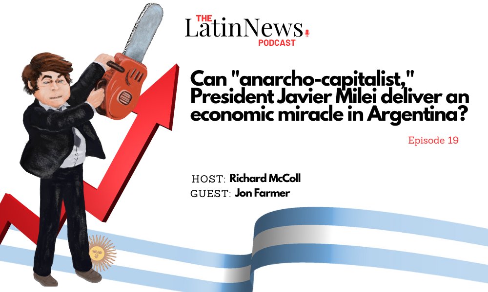On the first LatinNews podcast episode for 2024, <a href="/CasaAmarilla/">Richard McColl</a> welcomes back <a href="/jonathanlfarmer/">Jonathan Farmer</a> , Editor-in-Chief-of LatinNews to provide us with an in-depth look at Argentina's President <a href="/JMilei/">Javier Milei</a>, his #election, his domestic policies, plans for the troubled #economy, foreign