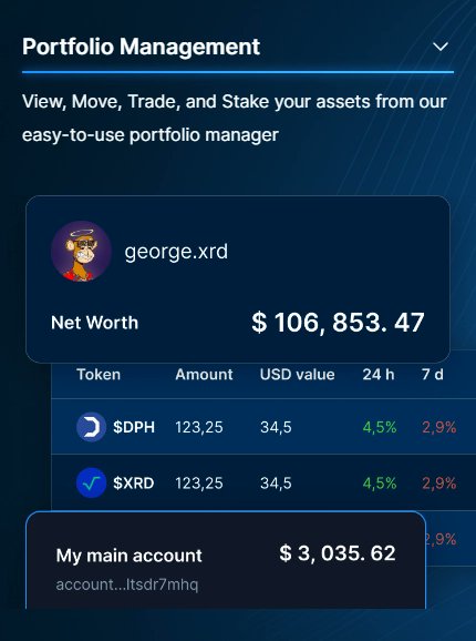 a_vaunt's tweet image. ShardSpace is described as a Radix Ecosystem Portfolio Manager. 

Providing a platform that bridges the gap between the user and the Radix ecosystem of assets and services.

It aims to facilitate the management of digital assets by leveraging the security measures inherent to the…