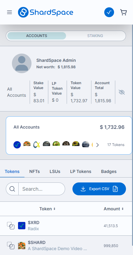 a_vaunt's tweet image. ShardSpace is described as a Radix Ecosystem Portfolio Manager. 

Providing a platform that bridges the gap between the user and the Radix ecosystem of assets and services.

It aims to facilitate the management of digital assets by leveraging the security measures inherent to the…