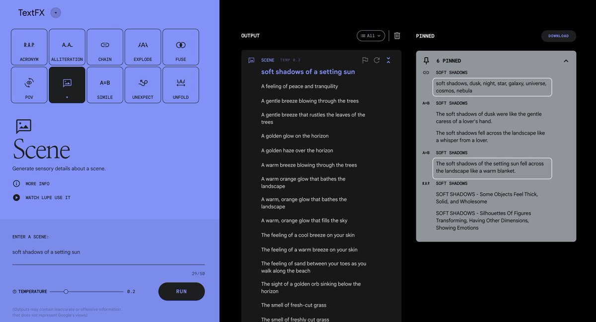 nbhdlady's tweet image. Thread expanding on Friday sketch with the prompt &quot;soft shadows&quot;: 

first, expanding this phrase in #TextFX