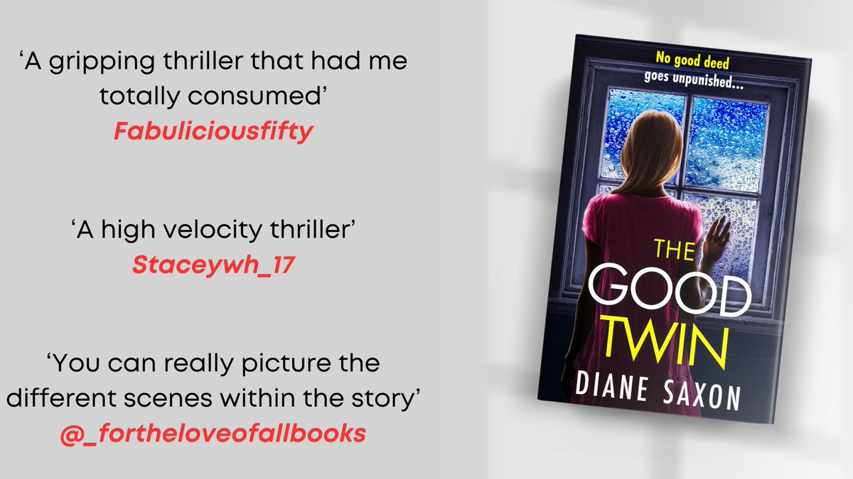 Many thanks to @FabKerry, @staceywh100 and _fortheloveofallbooks for their reviews today on #TheGoodTwin by @Diane_Saxon #blogtour. Buy now ➡️ mybook.to/goodtwinsocial