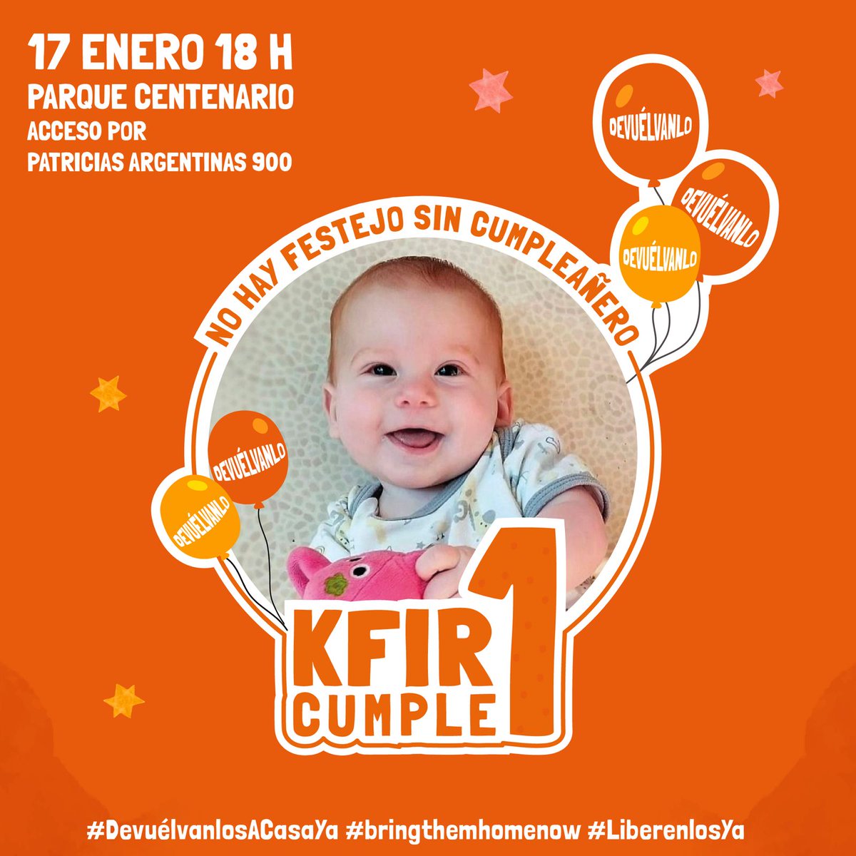 DAIAArgentina's tweet photo. Al cumple de 1 año vamos todas/os.

Nos reunimos el 17 de enero a las 18 horas en el Parque Centenario (acceso por Patricias Argentinas 900).

 #LiberenATodosLosSecuestrados #LiberenlosYA https://t.co/a6asL7z91Q