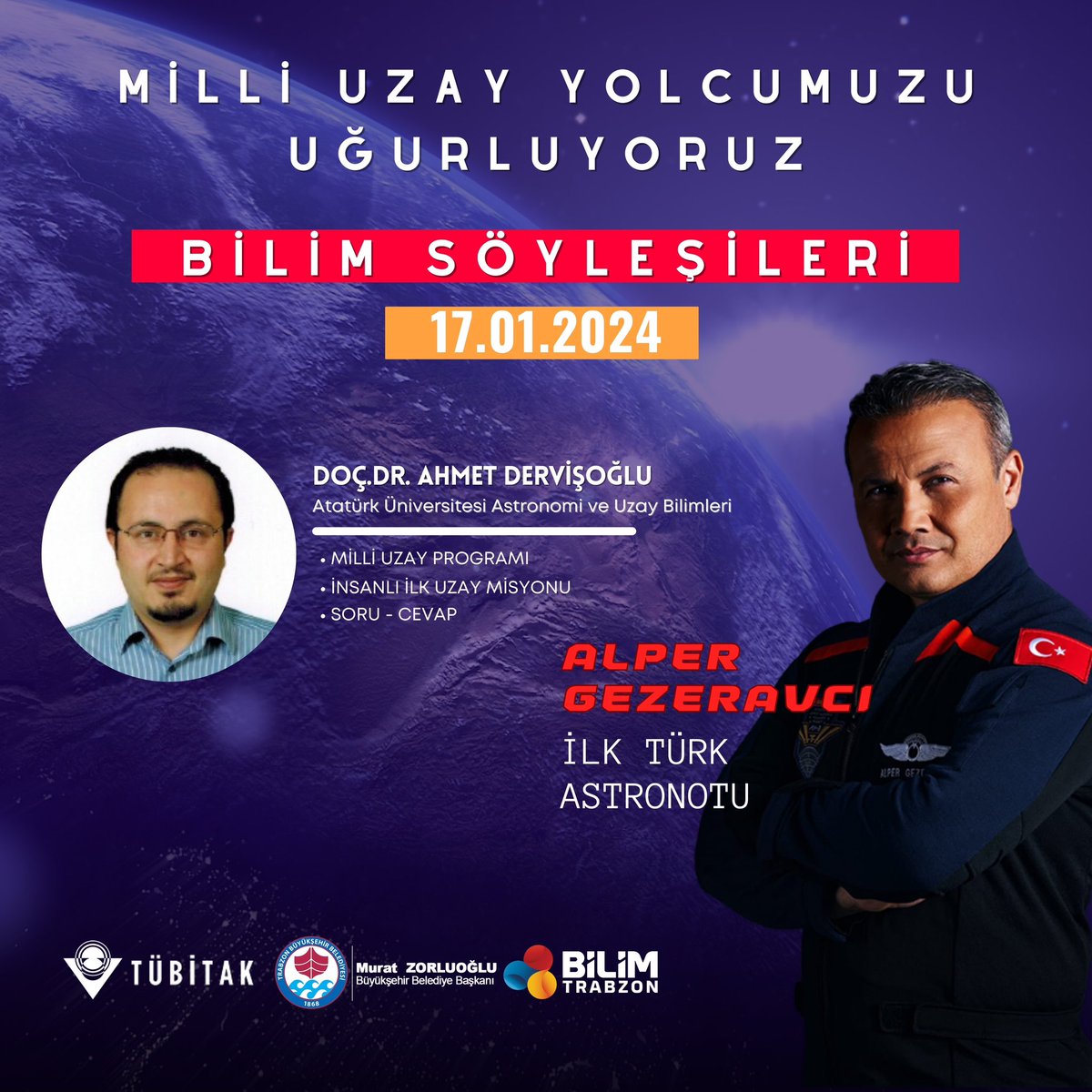 Türkiye’nin ilk astronotu Alper Gezeravcı’nın uzay serüveni başlıyor. Bu önemli olayın değerini anlamak adına Ahmet Dervişoğlu Özdemir Bayraktar Bilim Merkezimizde ilham verici söyleşi gerçekleştirecektir.