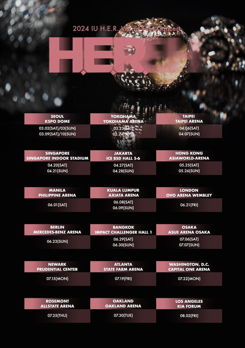 IU announces the ‘H.E.R.’ world tour, kicking off March 2024.