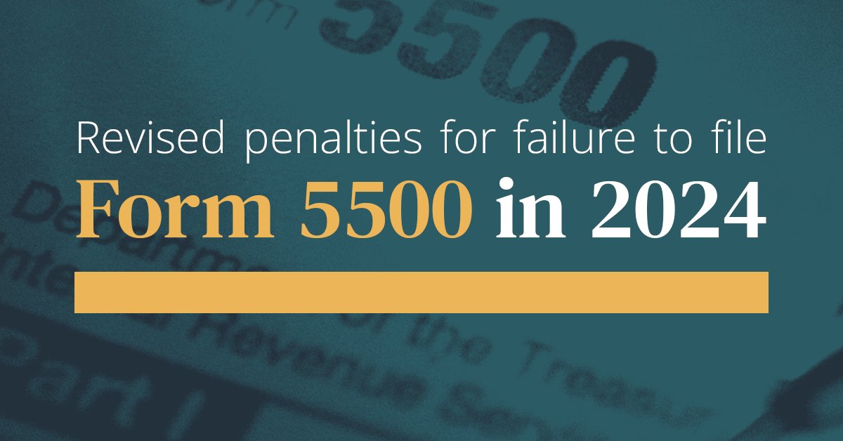 The Department of Labor has announced the revised penalties for failure to file Form 5500 in 2024. The maximum penalty is now $2670 per day. We can help you prepare and file #Form5500 with ease. Contact us bit.ly/3iwgjXe
#DepartmentofLabor #Compliance #EmployeeBenefits