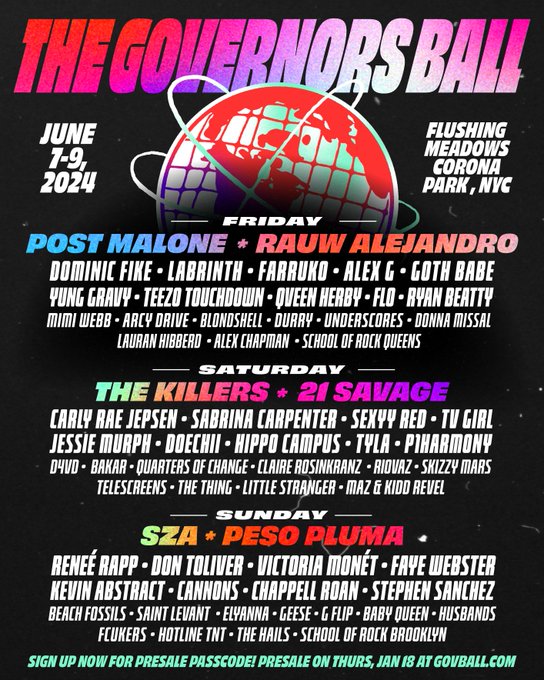 Governors Ball Lineup