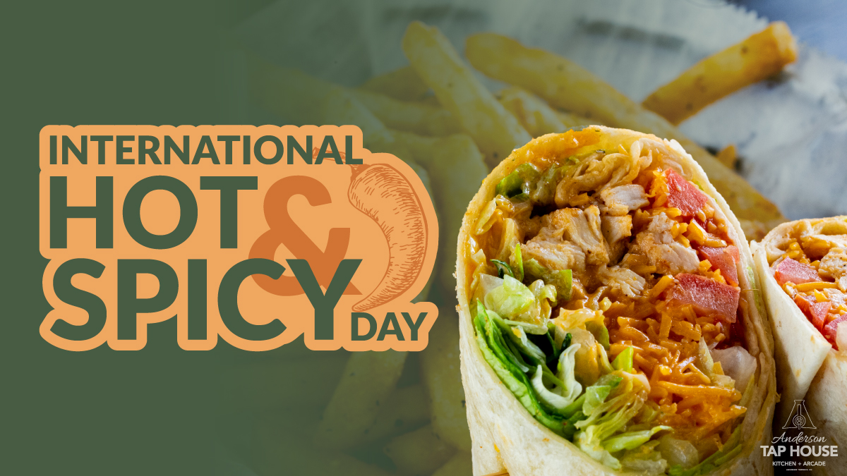 TapAnderson's tweet photo. Spice up your International Hot and Spicy Food Day at Anderson Tap House! 🔥 Try our $11.99 Black Bean Burger or the $10.99 Buffalo Chicken Wrap for a fiery feast! 🍔🌶️ #SpicyFeast #HotandSpicyFoodDay #FieryFlavors #AndersonTapHouseEats #BoldBites #FlavorfulHeat https://t.co/AcMCvJhO7r
