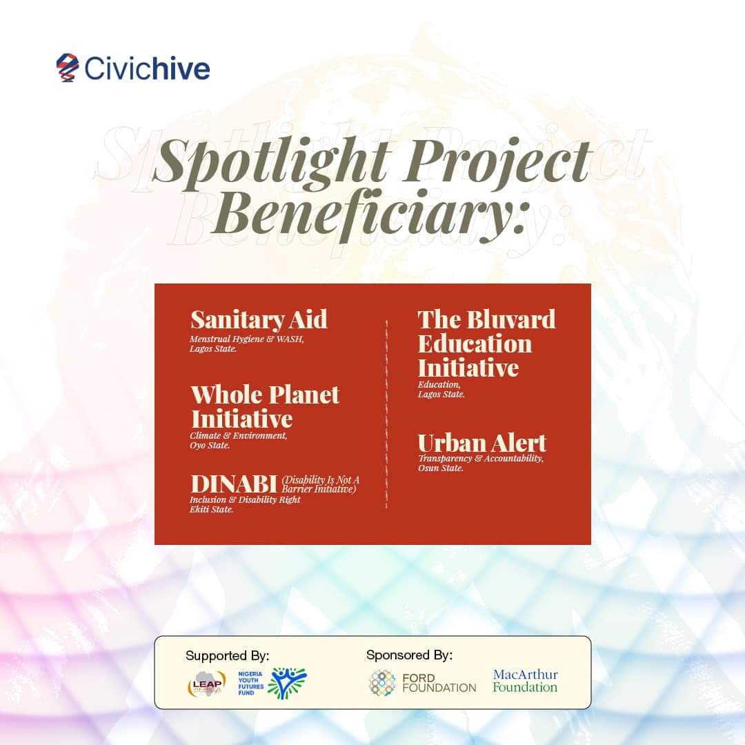 UrbanAlert's tweet photo. In 2023, Urban Alert was one of the 5 beneficiaries of the #SpotlightProject of @CivicHive.

Stay tuned as #SpotlightProject unveil how we are making impacts. https://t.co/mD7h0wm3w1
