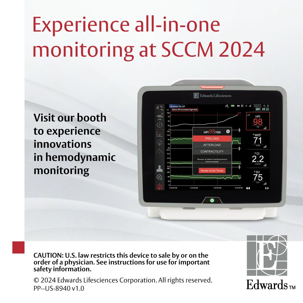 edwards_care's tweet photo. We hope to see you in Phoenix at #SCCM2024. We’ll be showcasing the latest innovative technologies designed to help you #stayahead of critical moments and improve patient care. Visit us to experience the power of continuous monitoring: https://t.co/2mqqjSlqk3 https://t.co/EOCF2a61rz