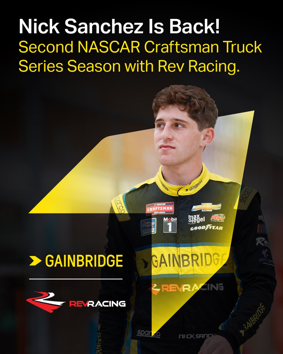 1001Sponsorship's tweet photo. Ready for Round 2️⃣! We're excited to welcome @Nicksanchez080 back to the @RevRacin team for the 2024 @NASCAR_Trucks season. 🙌👏 https://t.co/elZFLwgFU5