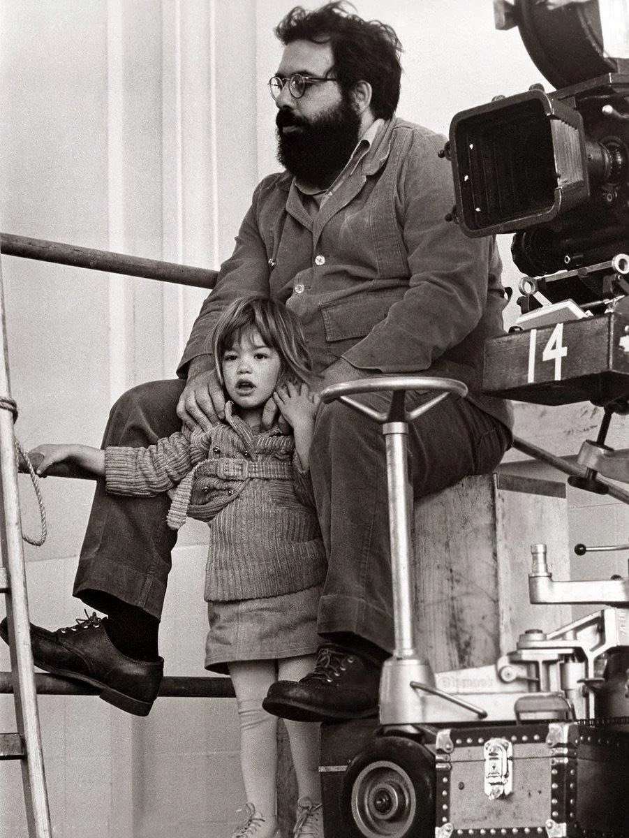 sofia coppola &amp; her daughter romy on the set of somewhere (2010) | francis ford coppola &amp; sofia coppola on the set of the godfather part II (1974)