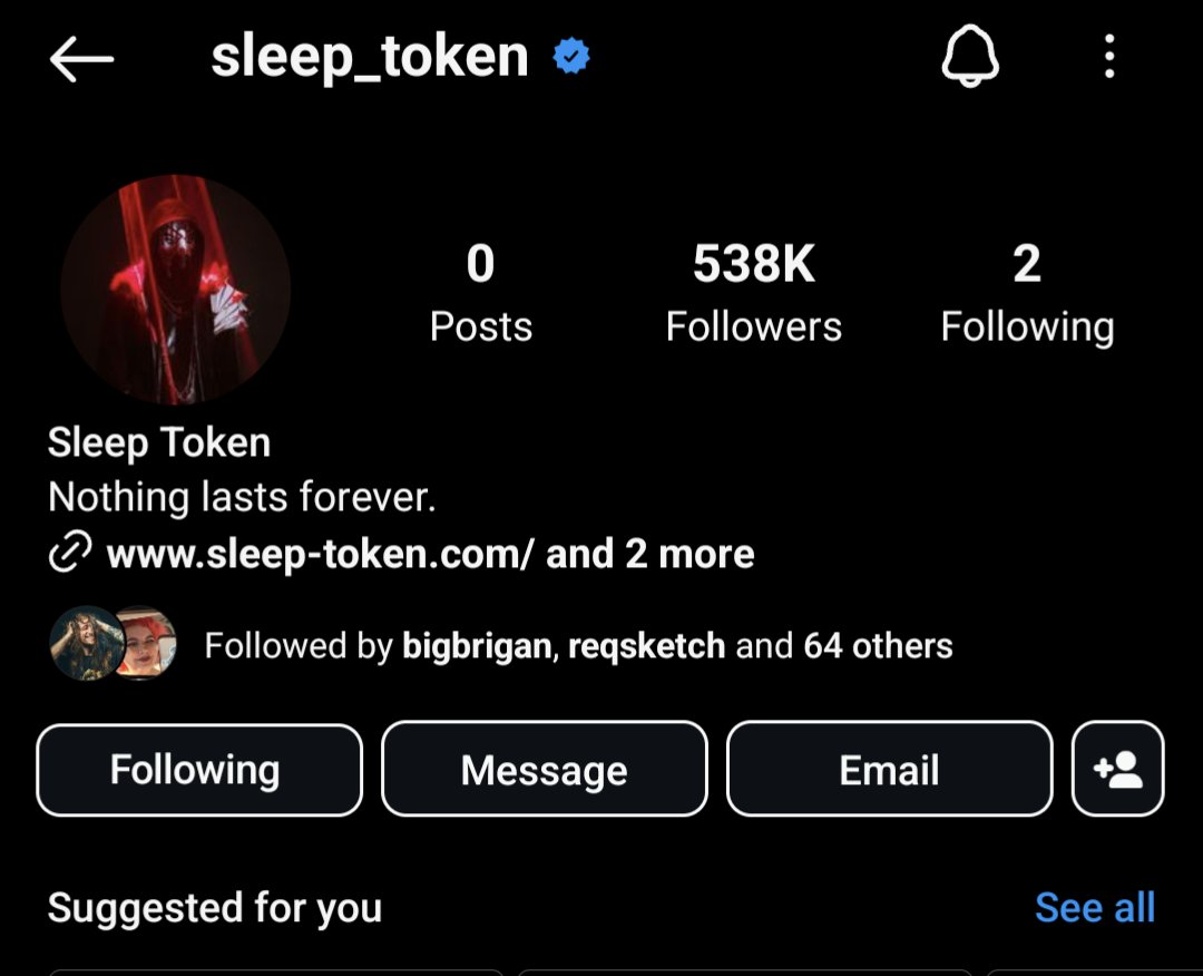 SOTSPodcast's tweet photo. Sleep Token have deleted all posts from their Instagram account. https://t.co/ALLKULFAXx