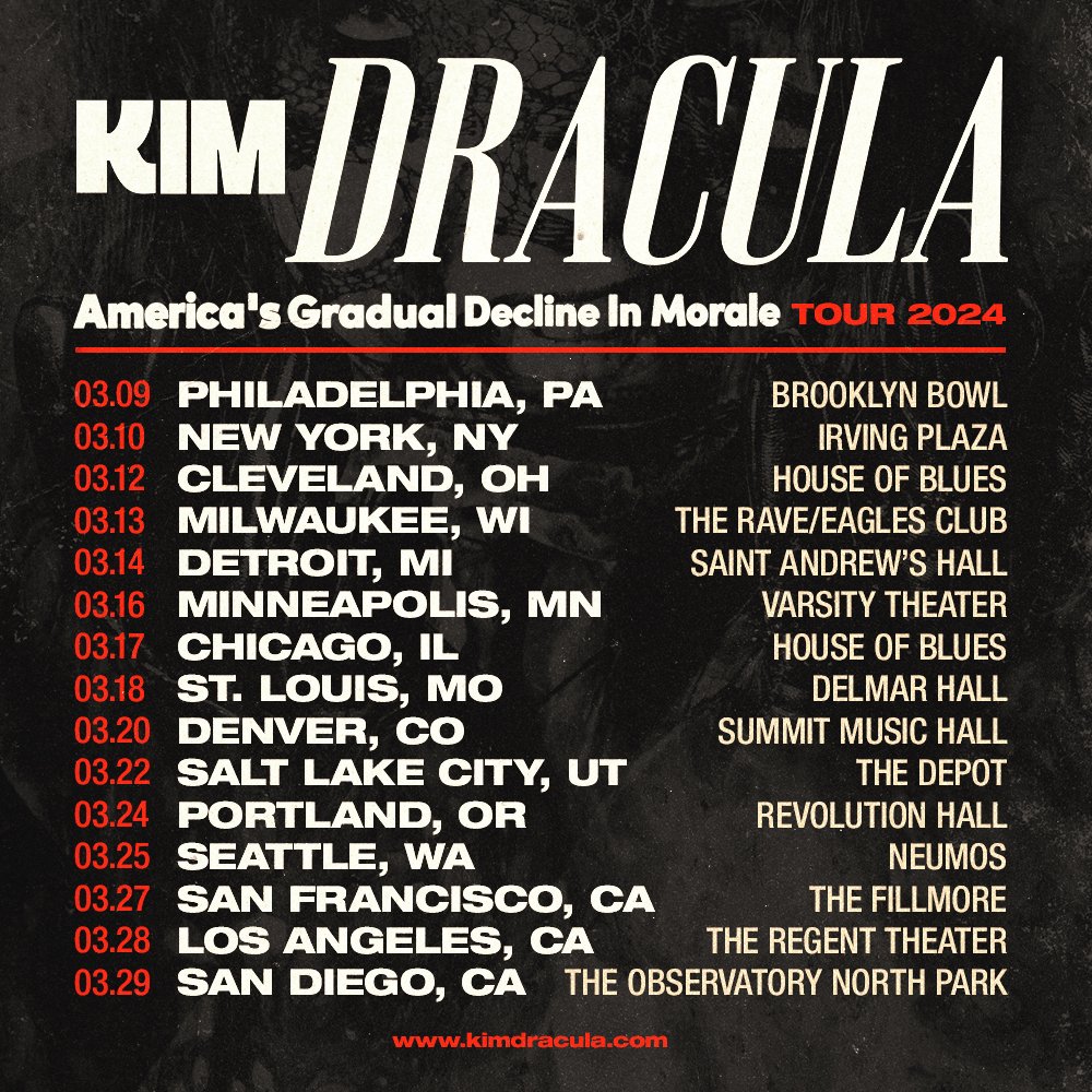 ⚠️://Spreading ‘The Generation of Danger’ across America with @kimdrac and @killjerisj this March🧬🧪 Tix available from Friday, Jan 19 at 10 AM local time. Let us know where we’ll see you! 👀 Pre-sales start today, so happy hunting.