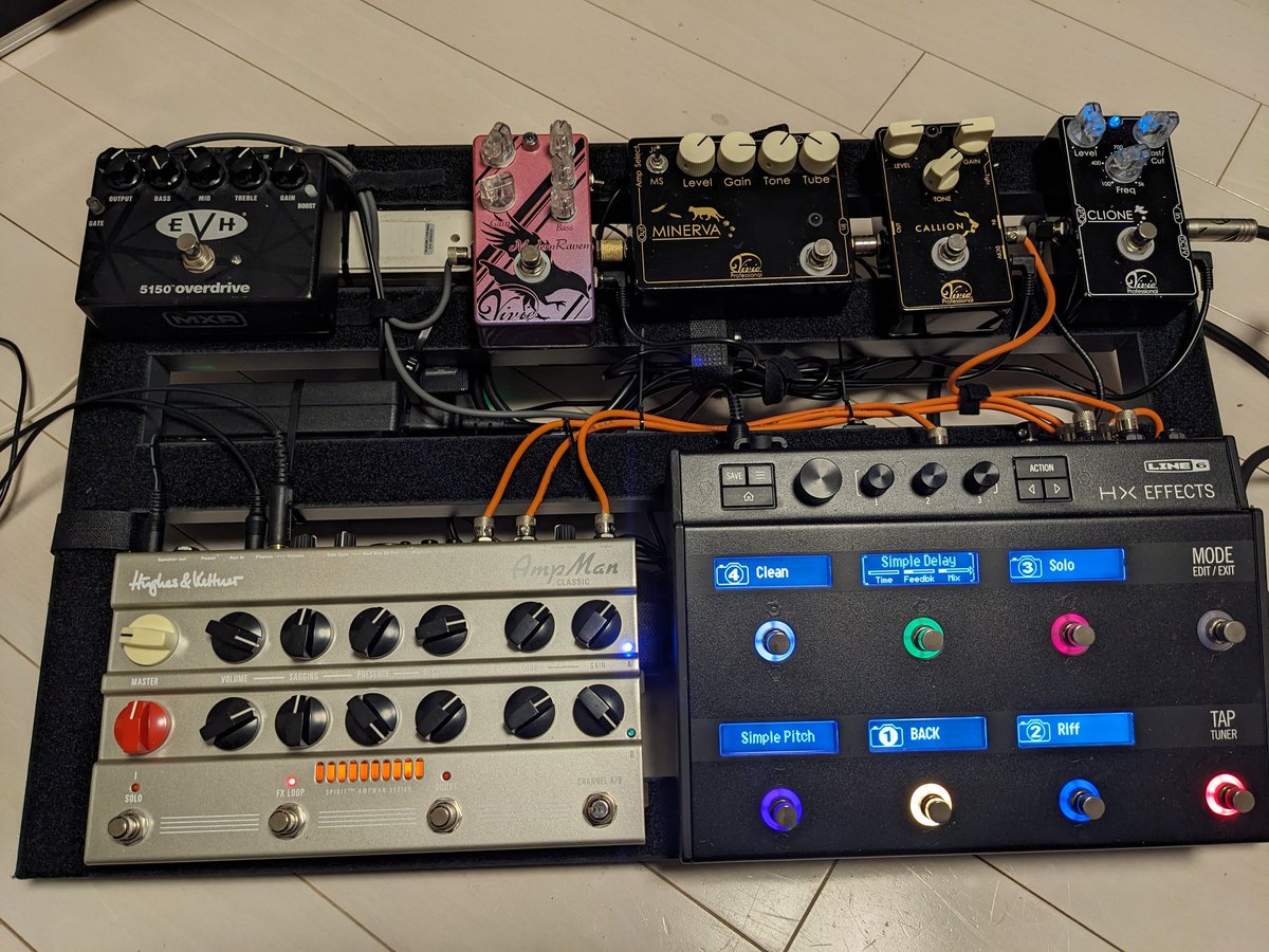 otoiro2's tweet photo. 沼や…楽し過ぎる😁
早くキャビで音出したい〜
#ampman
#hxeffects
#vivie
#evh5150
#エフェクターボード https://t.co/dVahpAOFNV
