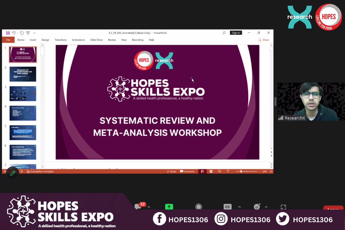 HOPES1306's tweet photo. 𝐇𝐎𝐏𝐄𝐒 in collaboration with 𝐑𝐞𝐬𝐞𝐚𝐫𝐜𝐡𝐗 conducted a two-day online Systematic Review and Meta-analysis workshop. 
We greatly appreciate the esteemed speakers for equipping the participants with valuable knowledge regarding research methodologies.
#HOPES  #ResearchX https://t.co/n8GmhkOJTZ