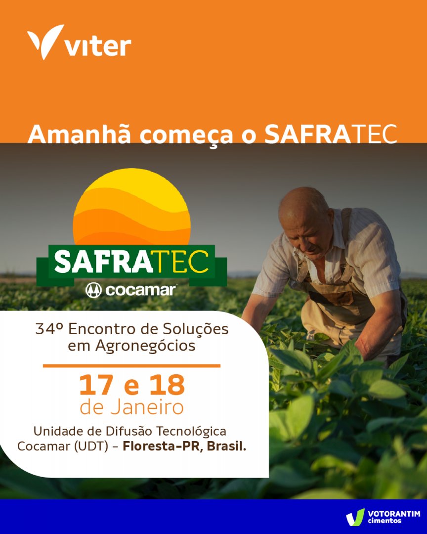 ViterAgro's tweet photo. Amanhã é dia de Safratec!

Até a quinta-feira (18) estaremos em Floresta - PR para mais uma edição desse grande e importante encontro do agronegócio.

Acompanhe nos stories os melhores momentos!

https://t.co/IIalEMaIiH 

#safratec2024 #safratec https://t.co/7eUr1E6bCr