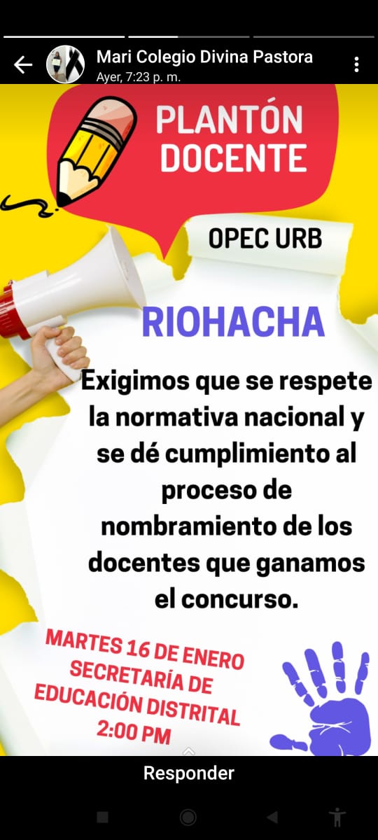dpaolas_'s tweet photo. @Mineducacion @AuroraVergaraF1 En la secretaria de educación del Distrito de Riohacha, llevan dilatando el proceso de nombramiento desde octubre del año pasado, Qué hace el @Mineducacion para garantizar el derecho al trabajo de quienes por Concurso de Mérito tenemos nuestra plaza? #SialMérito https://t.co/ebjCz2GpBm