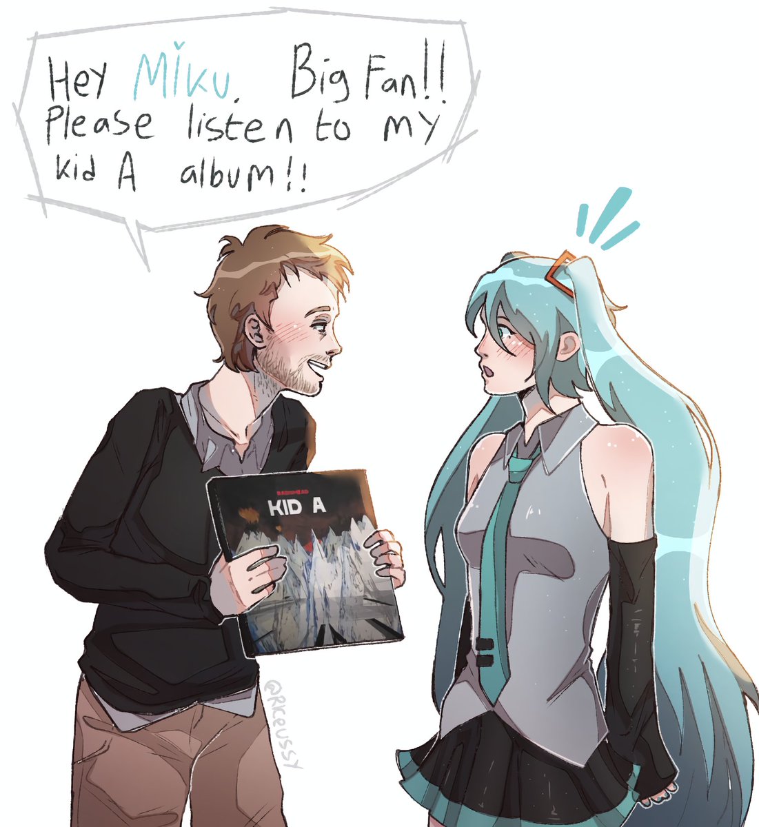 Riceussy's tweet photo. Thom yorke meets hatsune miku https://t.co/6ORDlnxji1